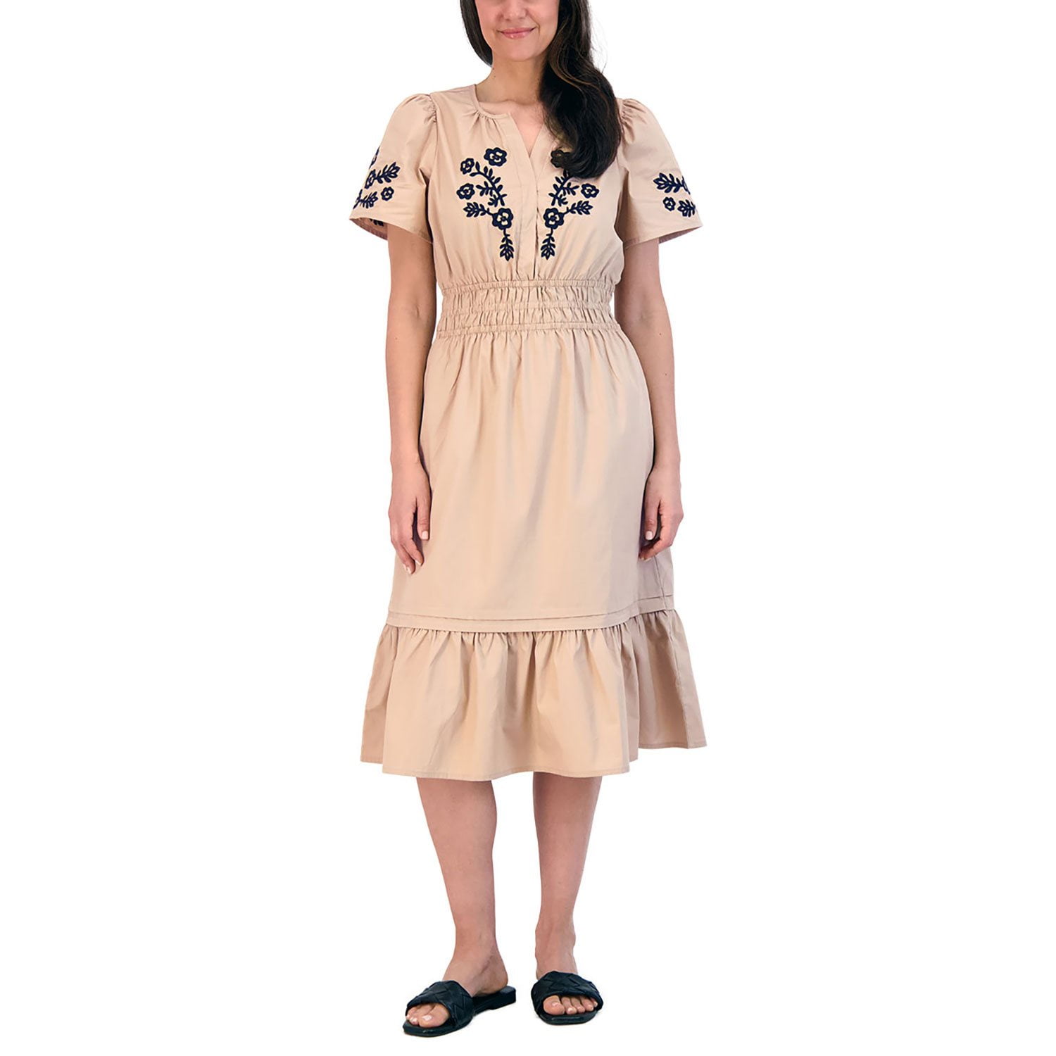 french connection sleeveless embroidered lace midi dress French Connection Embroidered Lace Strappy Dress in White