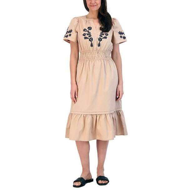 french connection embroidered dress Everly Embroidered Belted Short Dress Pink/White – APOELLA