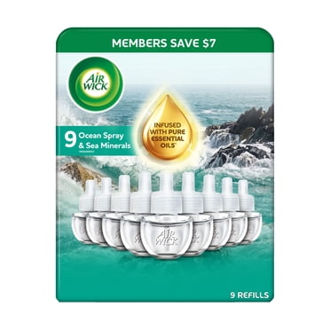 Air Wick Plug In Scented Oil Air Freshener, Ocean Spray & Sea Minerals, 9 Refills