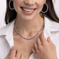 thumbnail image 4 of Round Cut Lab Created Gemstone Tennis Necklace in Sterling Silver, 4 of 5
