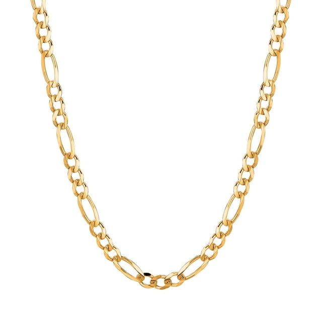 Solid Figaro Chain Necklace in 14K Gold