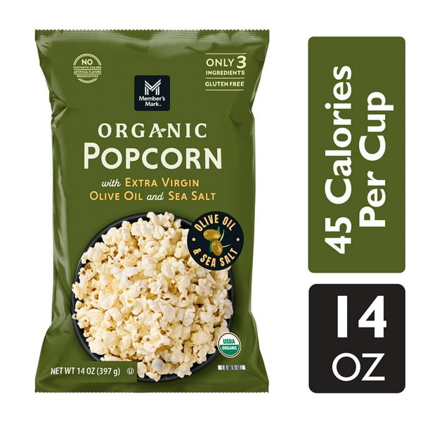 Member's Mark Organic Popcorn with Extra Virgin Olive Oil and Sea Salt, 14 oz. - Samsclub.com Member's Mark Organic Popcorn with Extra Virgin Olive Oil and Sea Salt, 14 oz. - Samsclub.com