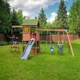 thumbnail image 1 of KidKraft Summerside Wooden Outdoor Swing Set with Steeple Climber, 1 of 15
