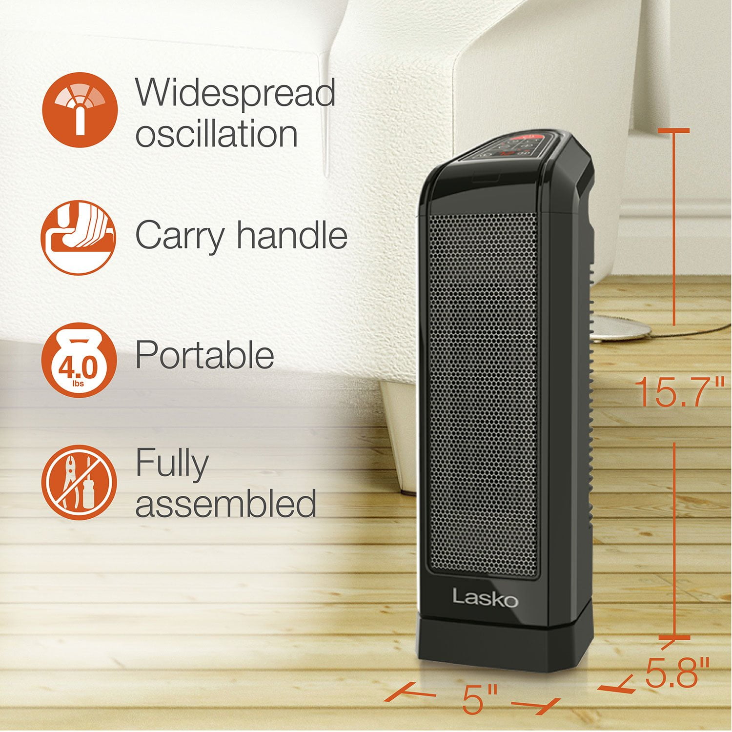 Lasko CT16670 Digital Ceramic Tower Heater with Remote Control