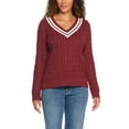 thumbnail image 1 of Lands' End Women's V-Neck Cable Sweater, 1 of 5