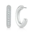 thumbnail image 3 of 1.00 CT. TW. Round Cut Pave Diamond Hoop Earrings in 14K Gold, 3 of 7