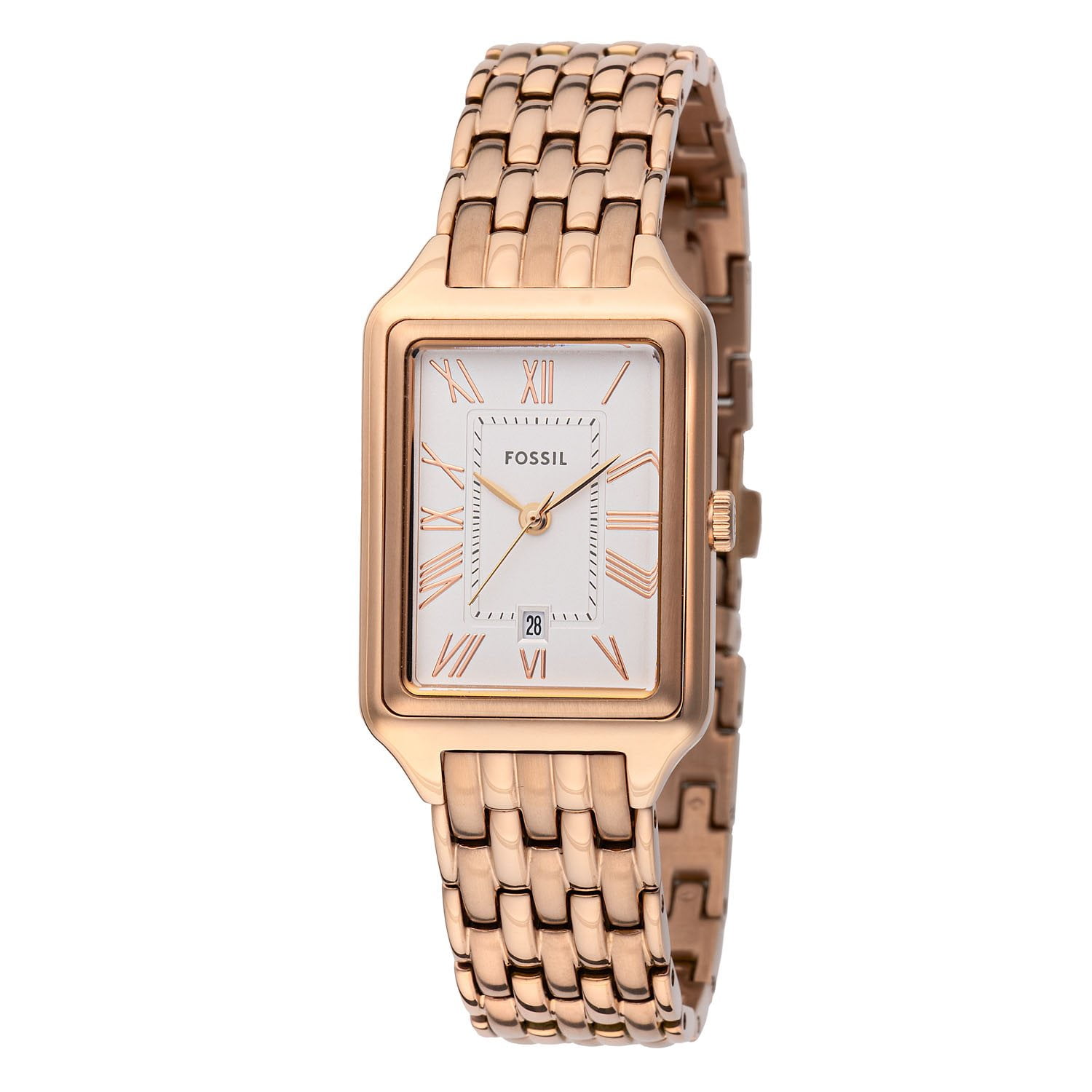 Fossil Raquel Three-Hand Date Rose Gold Tone Bracelet Watch, 23mm