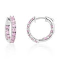 thumbnail image 3 of Lab Created Gemstone Huggie Hoop Earrings in Sterling Silver, 3 of 6