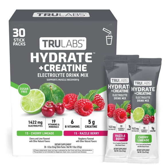 TruLabs Hydrate + Creatine 30-ct Cherry Limeade and Razzle Berry