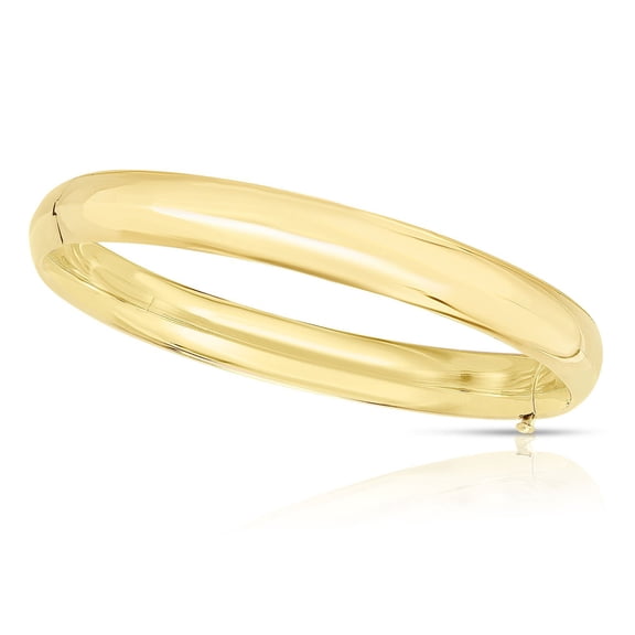 High Polished Hollow Bangle Bracelet in 14K Gold
