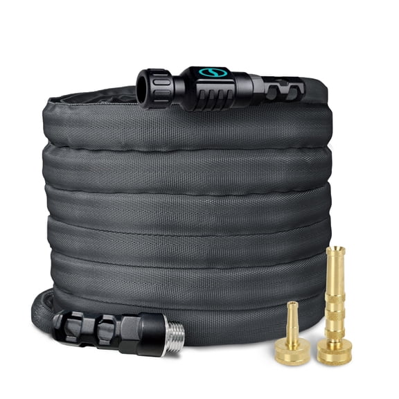 Aqua Joe 50' x 5/8" FiberJacket Garden Hose with Twist and Jet Sweeper Nozzles