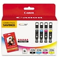 thumbnail image 1 of Canon CLI-226 Ink Tank Cartridge & Paper Pack, Black/Cyan/Magenta/Yellow (4 pk.), 1 of 3