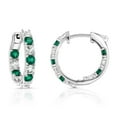 thumbnail image 3 of Lab Created Gemstone Huggie Hoop Earrings in Sterling Silver, 3 of 6