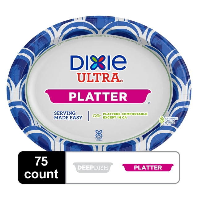 Dixie Ultra Disposable Paper Platters, 12.5" x 10", 75 ct.