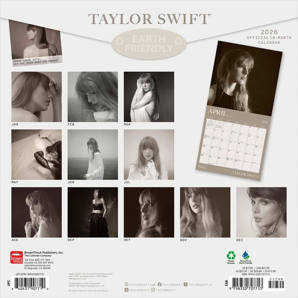 Taylor Swift ツアーブック VOGUE カレンダー Taylor Swift Official 2026 Plastic-Free Wall Calendar - Samsclub.com