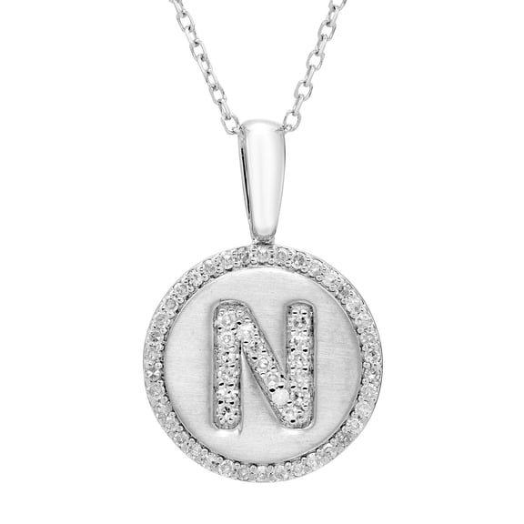 Diamond Initial Pendant Necklace in Sterling Silver