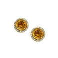 thumbnail image 2 of Round Cut Gemstone & 0.13 CT. T.W. Halo Diamond Stud Earrings in 14K Gold, 2 of 5