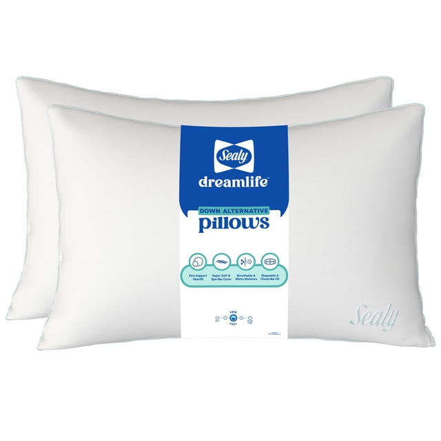 Sealy Dreamlife 2-Pack Down-Alt Bed Pillow, Assorted Sizes