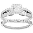 thumbnail image 1 of 1.00 CT. T.W. Princess Cut Halo Diamond Ring & Band Set in 14K Gold, 1 of 2