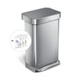 thumbnail image 2 of simplehuman 12-Gal Rectangular Step Can with Liner Pocket, Brushed Stainless Steel with Grey Plastic Lid  & Code M Custom-Fit Liners, 60 pack., 2 of 7