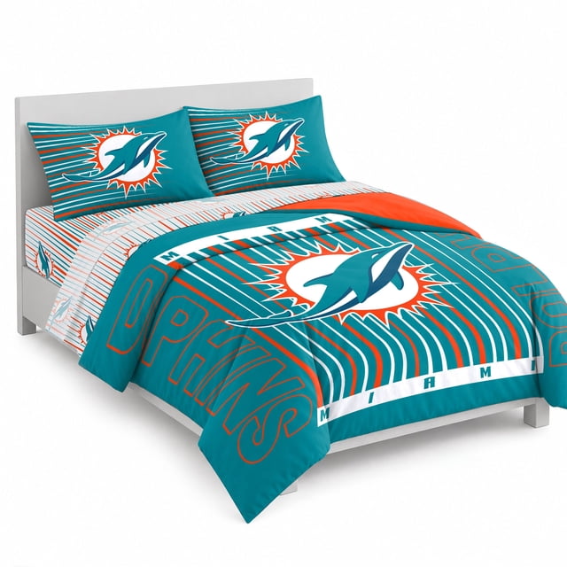 Logo Brands Miami Dolphins Bed-In-A-Bag Set