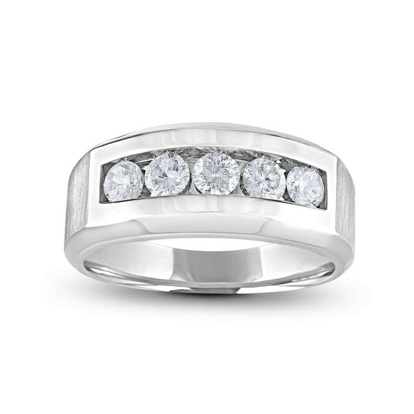 0.96 CT. T.W. Round Cut 5 Stone Diamond Mens Band in 14K Gold