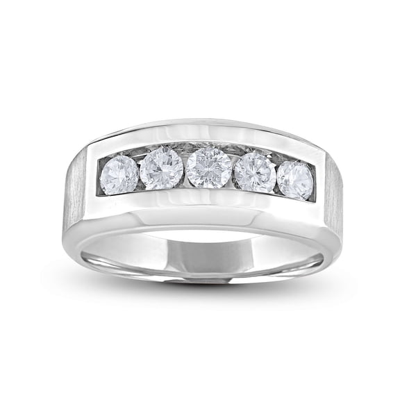 0.96 CT. T.W. Round Cut 5 Stone Diamond Mens Band in 14K Gold