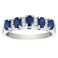 thumbnail image 1 of Oval Cut Blue Sapphire & 0.06 CT.T.W. Diamond Band in 14K White Gold, 1 of 2