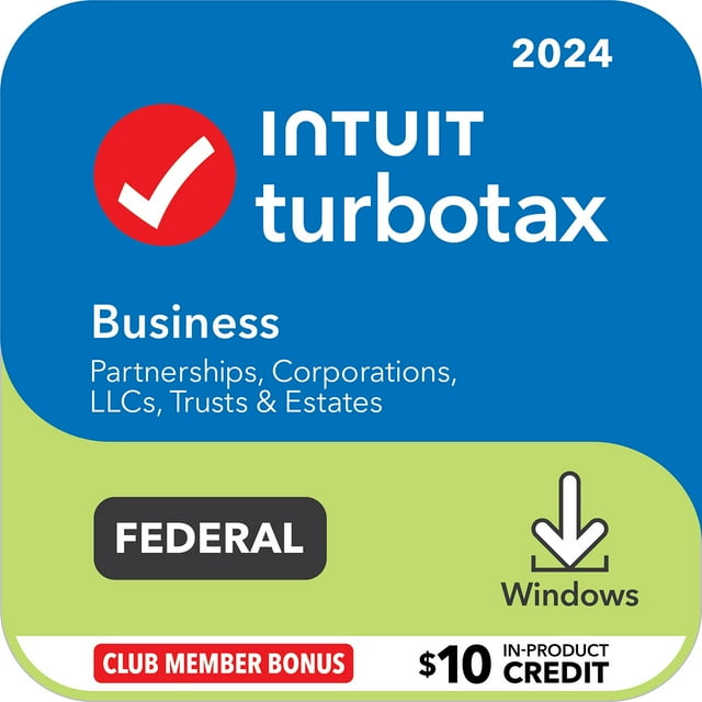 Intuit TurboTax Business 2024 Email Delivery, Federal Return Only + Federal E-file with $10 in-product credit