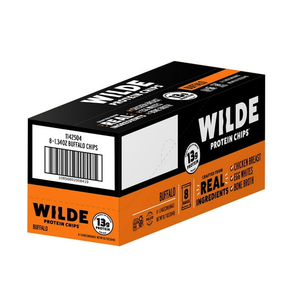 WILDE 13g Buffalo Protein Chips, 8 pk.