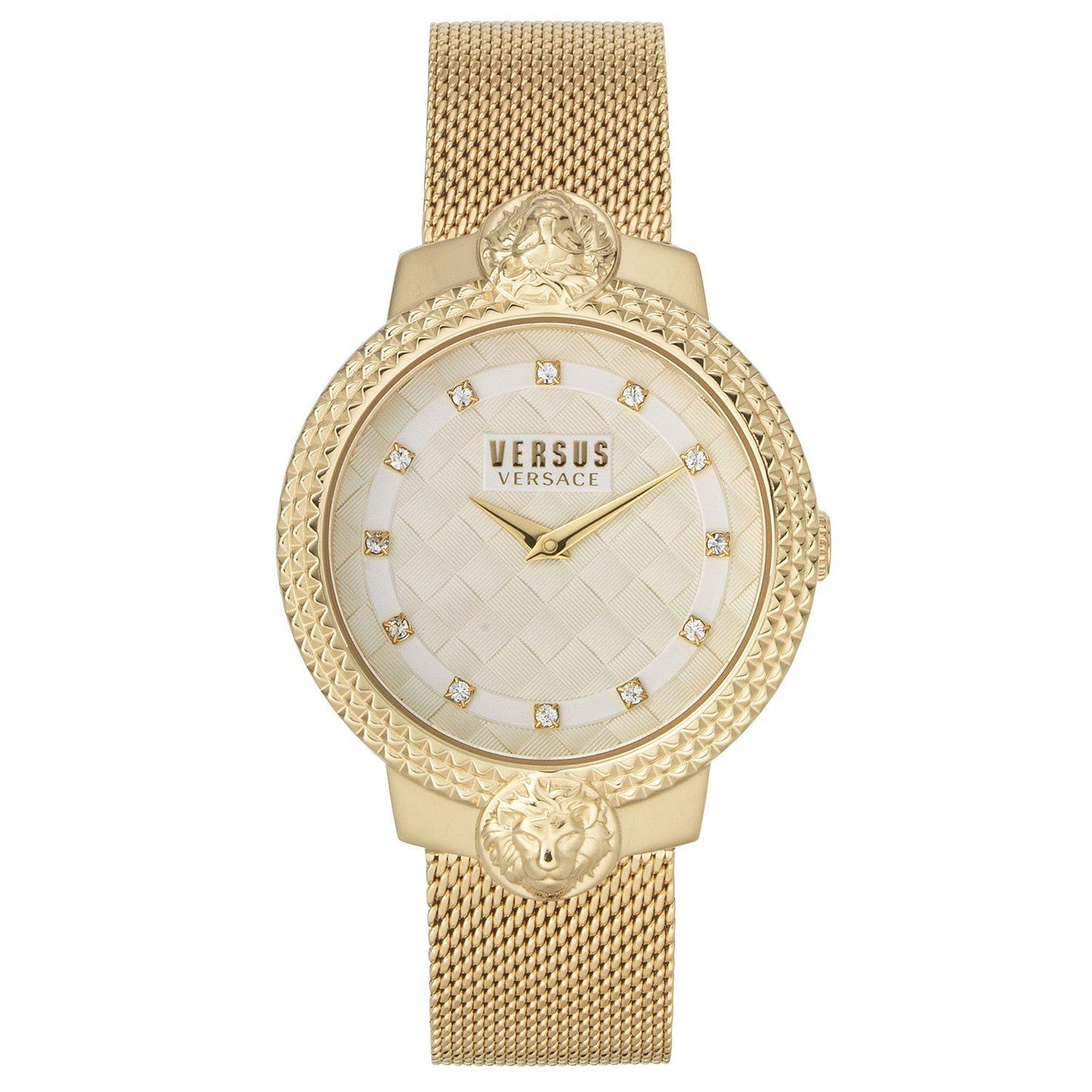 Versus Versace Mouffetard Crystal Gold-Tone Mesh Watch, 38mm