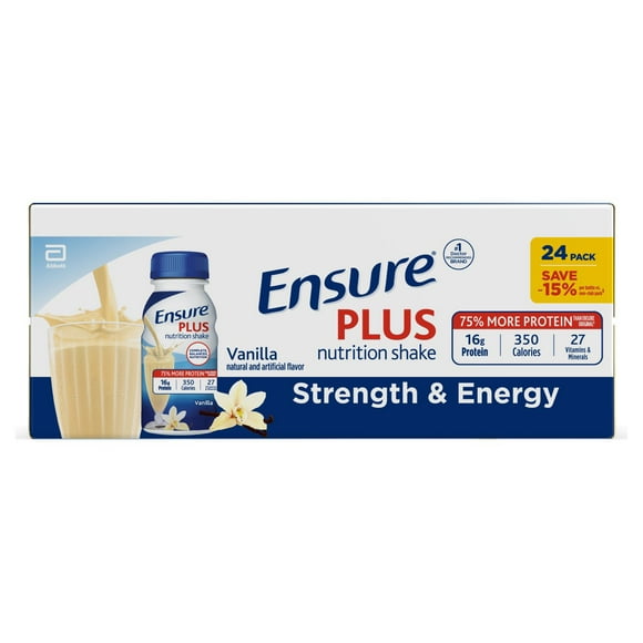 Ensure Plus Nutrition Shake, Small Meal Replacement Shake, Vanilla 8 fl. oz., 24 ct.