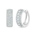 thumbnail image 1 of 1.00 CT. T.W. Round Cut Three Row Diamond Huggie Hoop Earrings in 14K Gold, 1 of 4