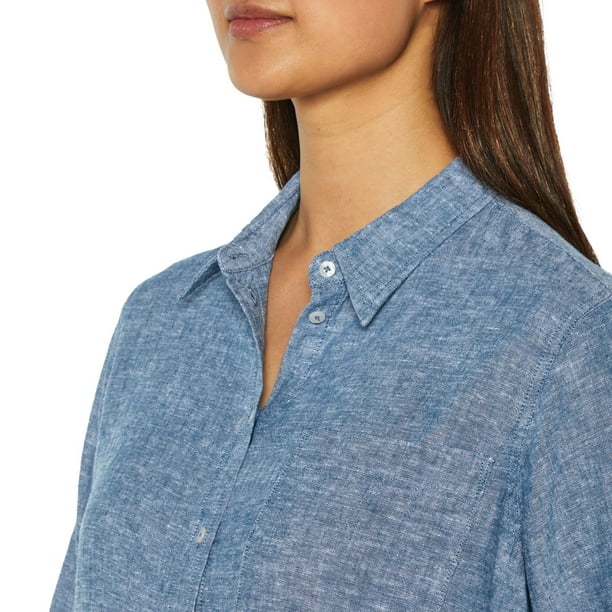 Chemise GAP En Coton Bleue Rayée – Femme Taille 8, Manches Longues, Boutonnage