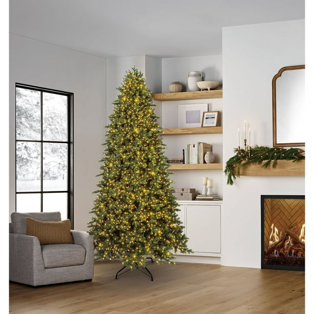 white christmas dresses Luxenhome 7 ft. Pre-Lit Snow-Flocked Full Artificial Christmas Tree with Sturdy Metal Stand