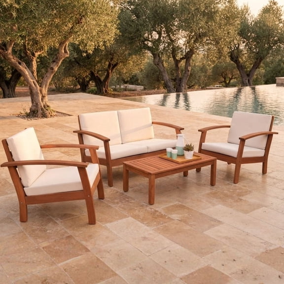 Amazonia Valencia Eucalyptus Deep Seating Set, 4pc