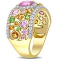 thumbnail image 4 of Multi-Color Sapphire & 0.45 CT. T.W. Diamond Ring in 14K Gold, 4 of 8