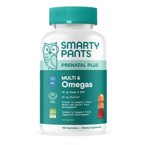 SmartyPants Prenatal Plus Multivitamin & Omega Gummy, 150 Count