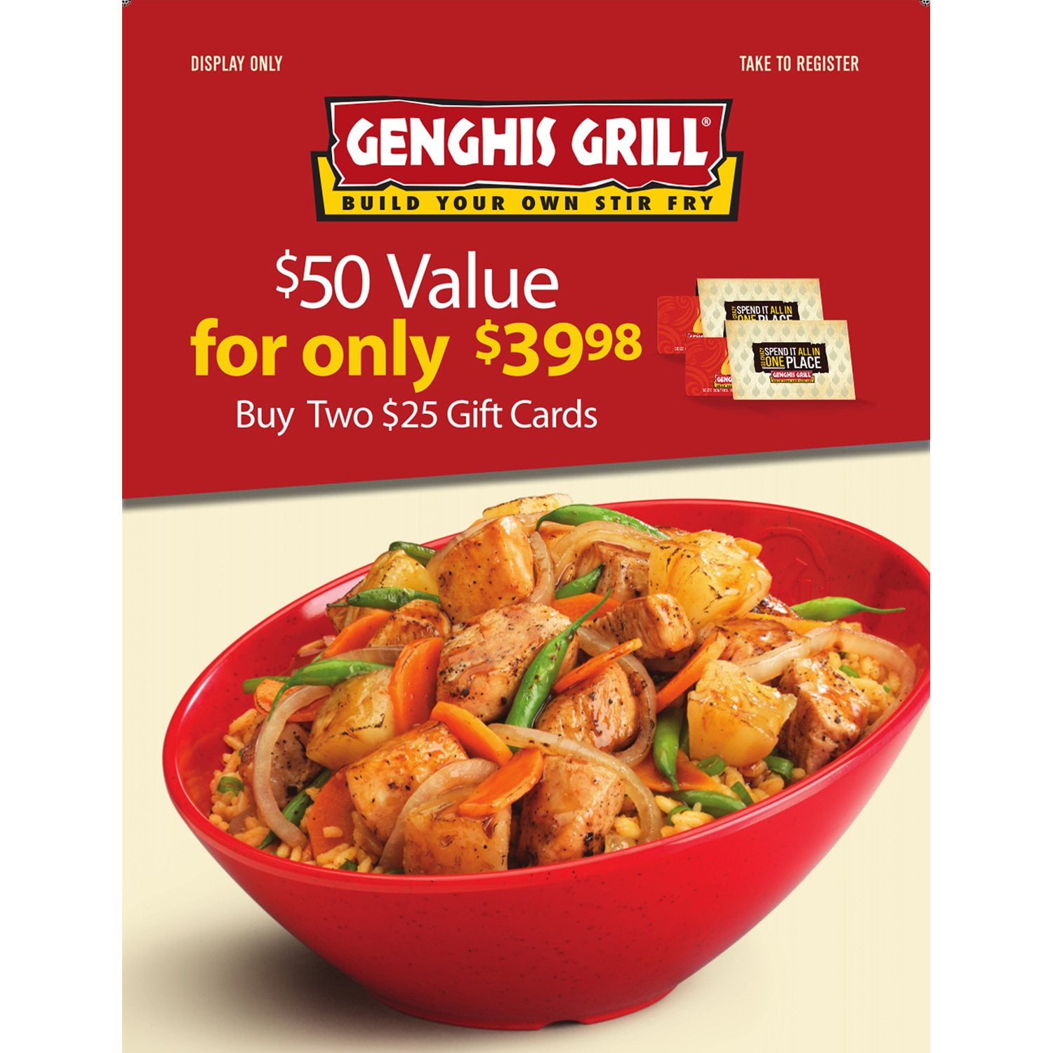 ファーストナンバー　Genghis Khan チンギスハーン　カード　1/50 Genghis Grill $50 Gift Card - 2 x $25 - Samsclub.com