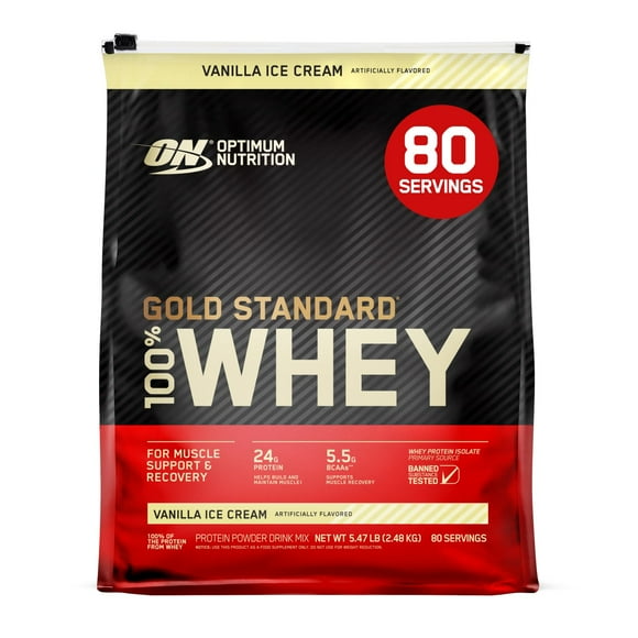 Optimum Nutrition, Gold Standard 100% Whey, Vanilla Ice Cream, 5.64 lbs.
