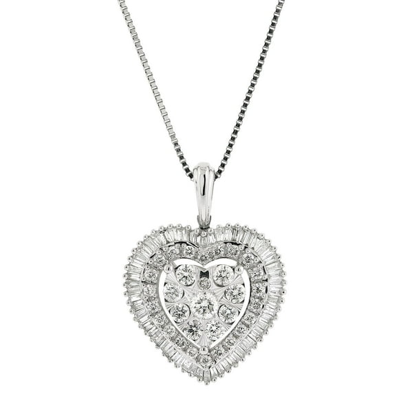 0.96 CT. T.W. Diamond Heart Pendant in 14K Gold