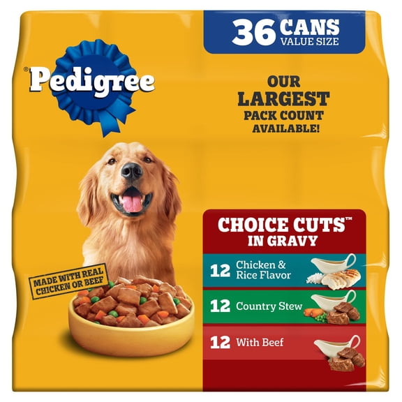 Pedigree Choice Cuts in Gravy Country Stew Chicken Variety Adult Wet Dog Food, 13.2 oz., 36 ct.