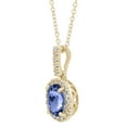 thumbnail image 2 of Oval Cut Genuine Gemstone & 0.11 CT. T.W. Diamond Halo Pendant Necklace in 14K Gold, 2 of 4