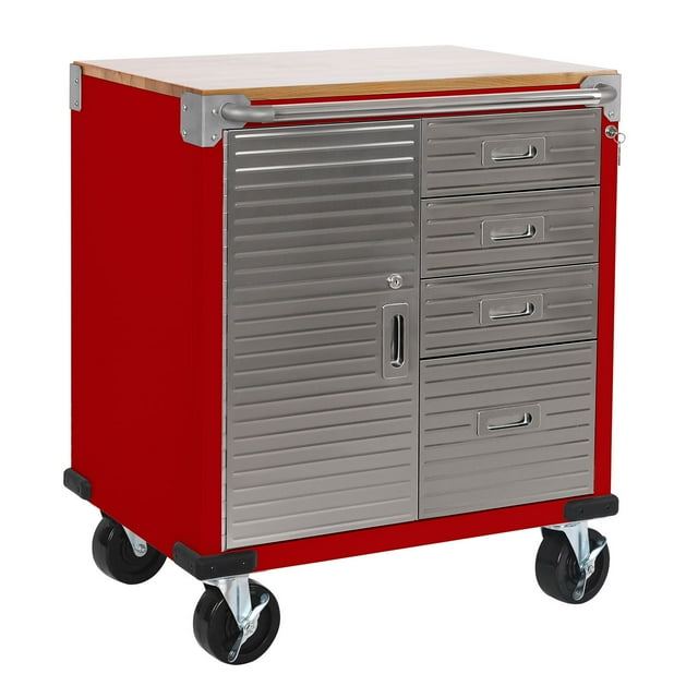 Seville Classics UltraHD 4-Drawer Rolling Cabinet, 28" W x 25" D x 34.5" H