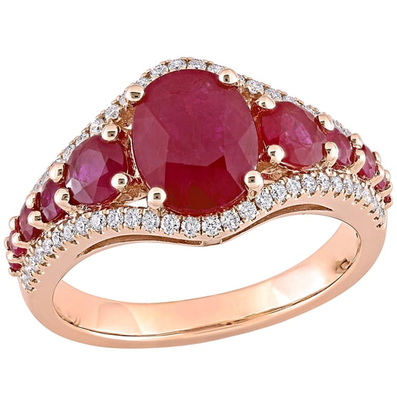 Ruby and 0.28 CT. T.W Diamond Engagement Ring in 14K Gold