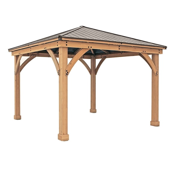 Yardistry 12' x 12' All Cedar Meridian Gazebo with Aluminum Roof