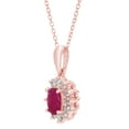 thumbnail image 2 of Oval Cut Gemstone & 0.18 CT. T.W. Starburst Pendant Necklace in 14K Gold, 2 of 3