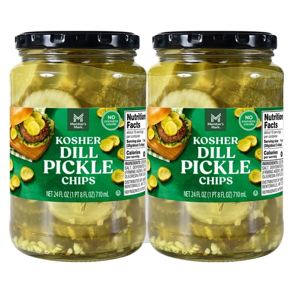 Member's Mark Kosher Dill Pickle Chips, 24 fl. oz., 2 pk.