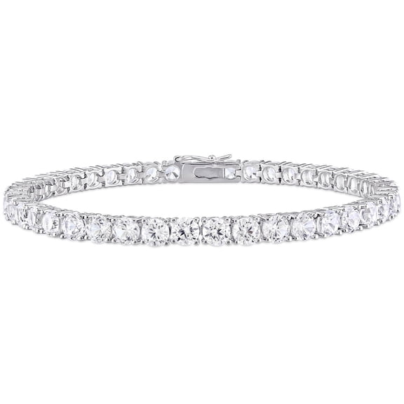 Round Cut Lab Created Gemstone Tennis Bracelet in Sterling Silver
