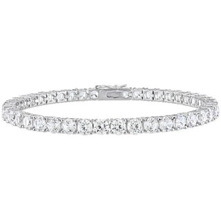 Round Cut Lab Created Gemstone Tennis Bracelet in Sterling Silver